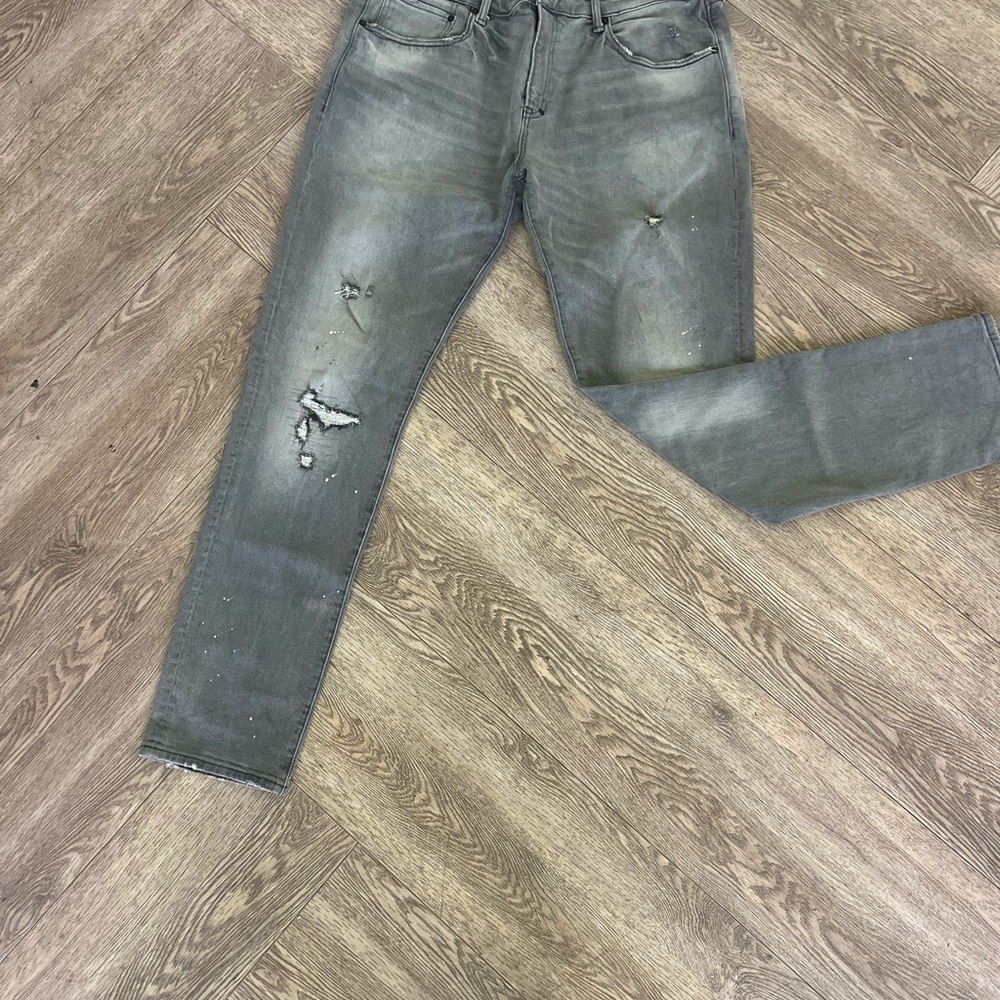 Men's Distressed Gray Jeans